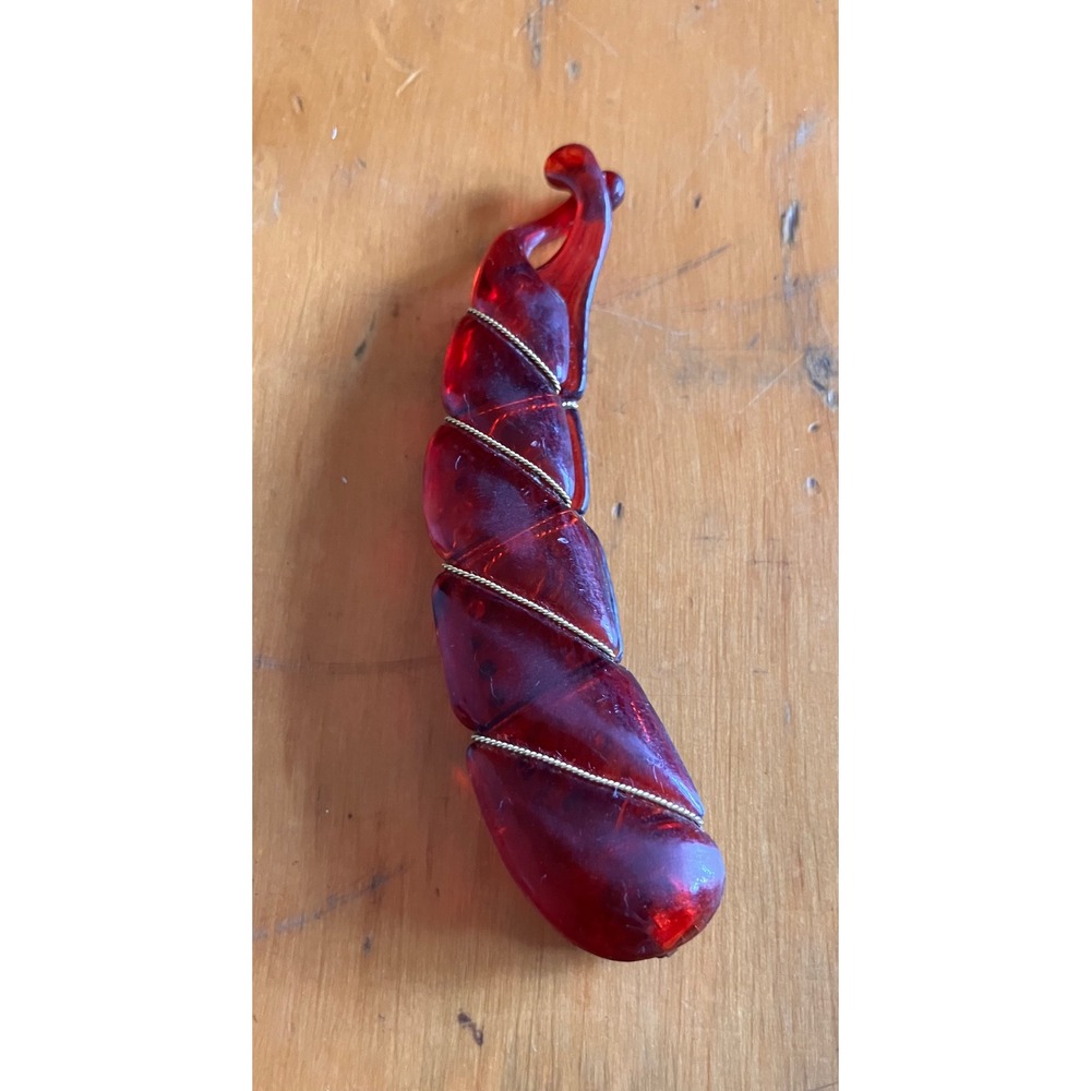 Vintage Banana Hair Clip Women Red Wire Wrapped Style Clasp